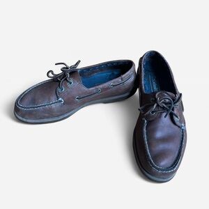 Men’s Vintage 80s Timberland Brown Leather Boat Shoes Loafers